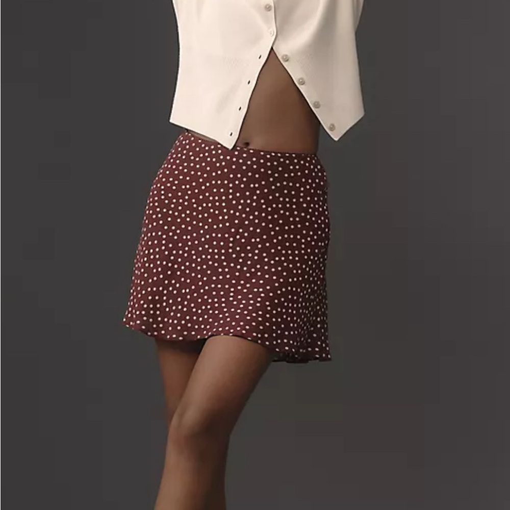 Reformation Burgundy Polka Dot A-Line Skirt